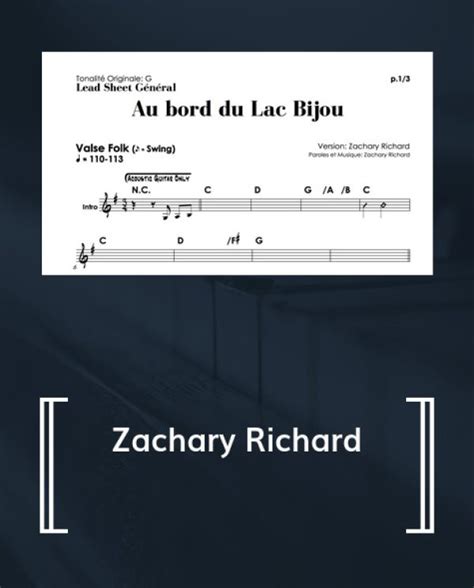 Free Sheet Music Au Bord De Lac Bijou Zachary Richard